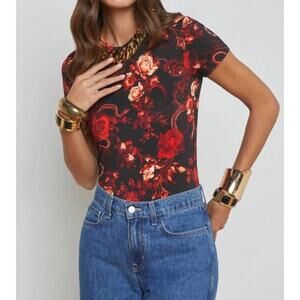 L'AGENCE Ressi Baroque Floral Short Sleeve Tee XS